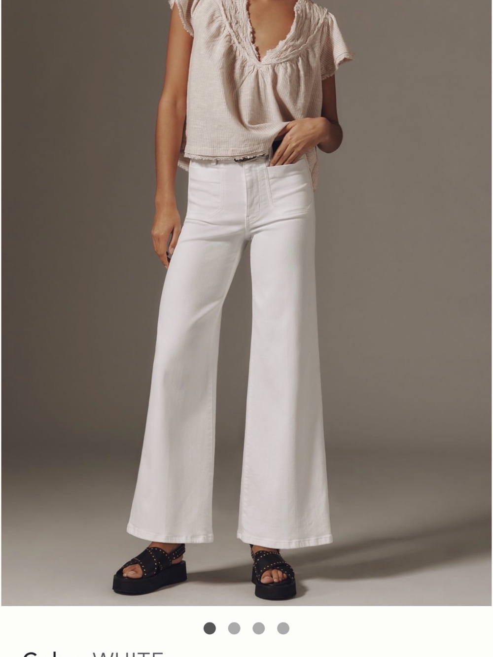 Frame Le Slim Palazzo White High-Waist Wide Leg Jeans - Women size 26